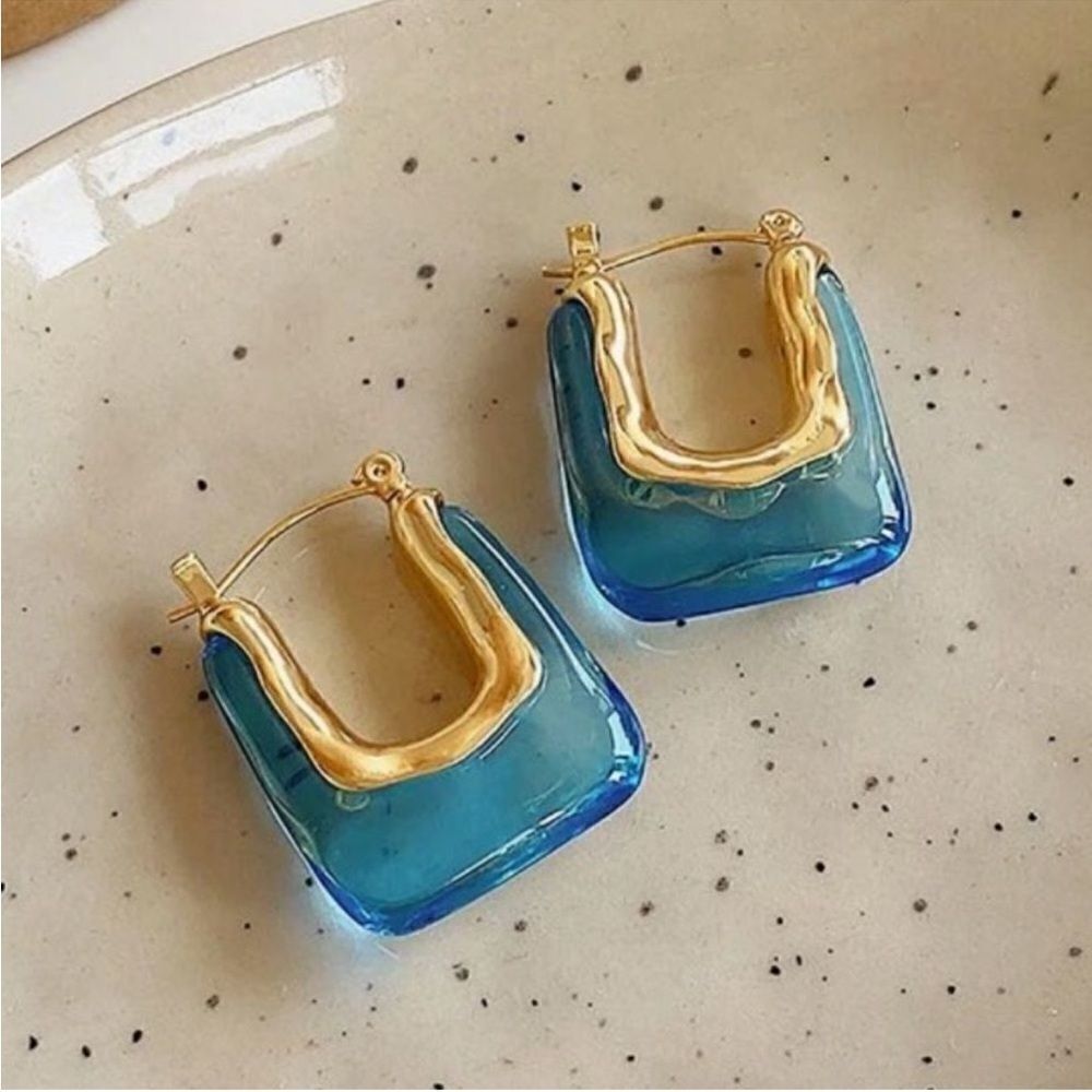 Bohemian blue hoop earrings M54